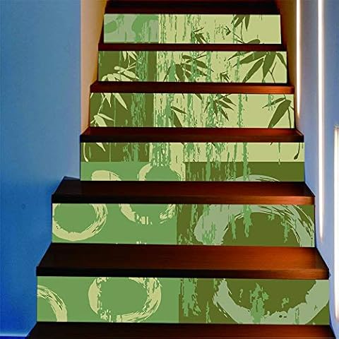 Pegatinas de Escalera Auto-adhesivas Bambú verde Cover