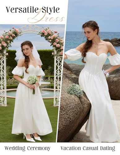 Scarlet Darkness Women Off Shoulder Corset Dress Sweetheart Fishboned Puff Sleeve Renaissance Dress4