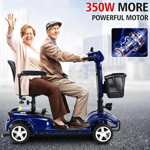 Image of Heavy Duty Wheel Mobility Scooters for Seniors & Adults, 350-400 lbs Capacity, 350W All Terrain Fast Mobility Scooter with 20A Long Range Battery and Two Baskets (05 Heavy Duty Blue)