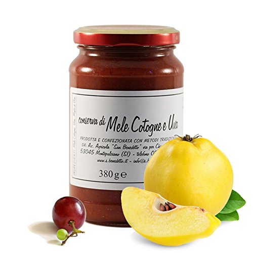 Mantener membrillos y uvas sin azúcar San Benedetto - Producto artesanal italiano (1 tarro de 380 gramos)