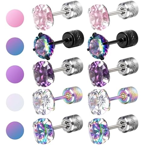 5 Pairs Titanium Screw Back Earrings Cover
