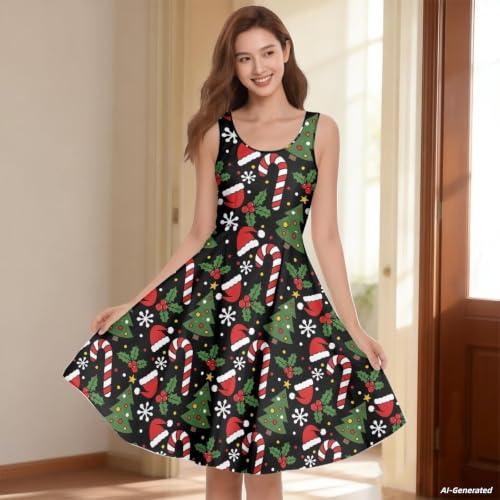 Image of Renewold Women's Sleeveless Tank Dress with Pockets, Casual Scoop Neck A-Line Sundress for Summer, Travel and Vacation