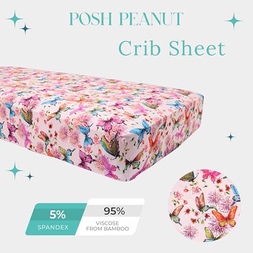 Image of Posh Peanut Baby Crib Sheets for Boys & Girls - Viscose from Bamboo Crib Sheets for Standard Baby Mattresses (52 inch X 28 inch X 9 inch) Watercolor Butterfly