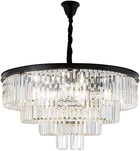 Miniatura 2 de Lámpara colgante de cristal de 32 pulgadas, moderna lámpara de araña de 4 niveles negra para sala de estar, vestíbulo, accesorios de iluminación