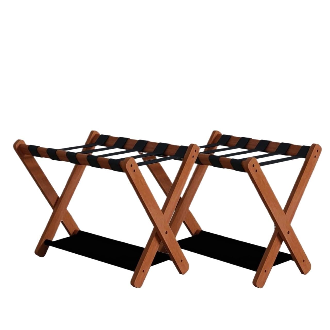 Porta Maletas Hogar Portaequipajes De 2 Paquetes para Habitación Invitados, Estante para Maletas Madera Maciza con Pies Antideslizantes para Hotel Portaequipajes Invitados(Bruin)