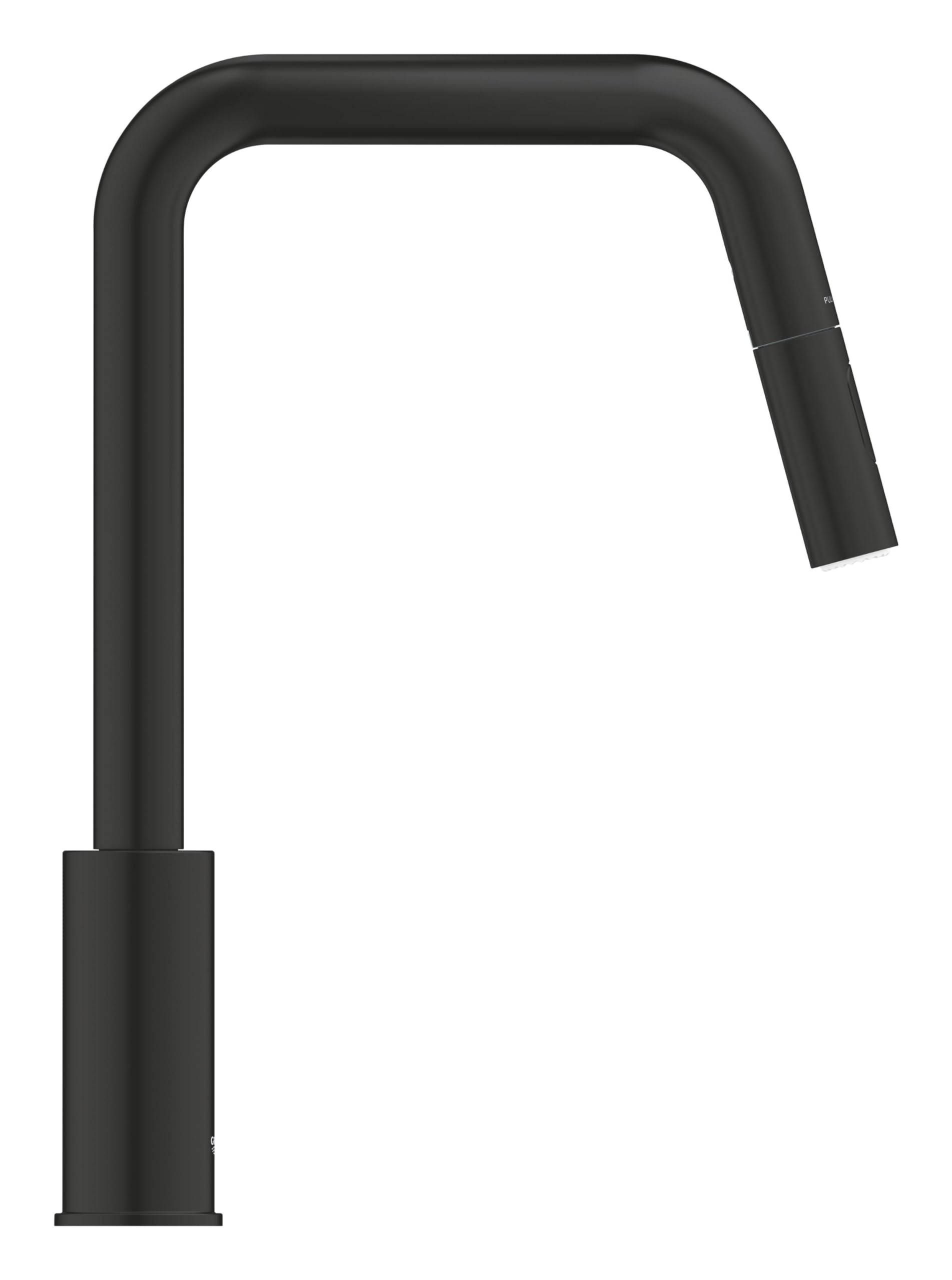 GROHE Start QuickFix – wyciągana bateria kuchenna z podwójnym natryskiem (wysoka wylewka U, obszar obrotu 360°, wkład ceramiczny 28 mm, ogony 3/8 cala), łatwy montaż dzięki GROHE QuickMount, czarny