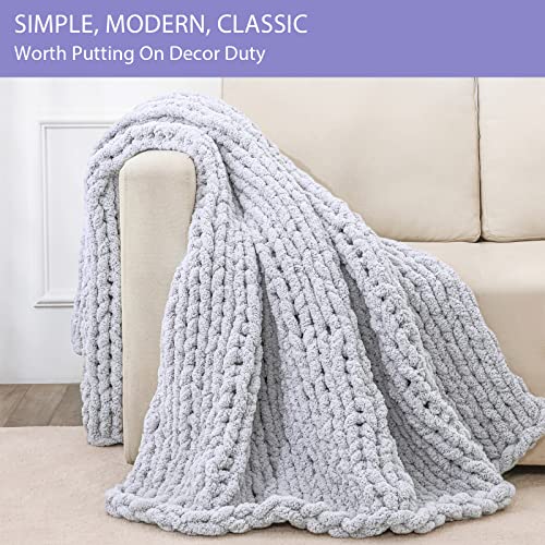Bigacogo BCKB-5163-LG Chunky Knit Blanket Throw 51"X63", 100% Hand Knitted Chenille Throw Blanket thumb #2