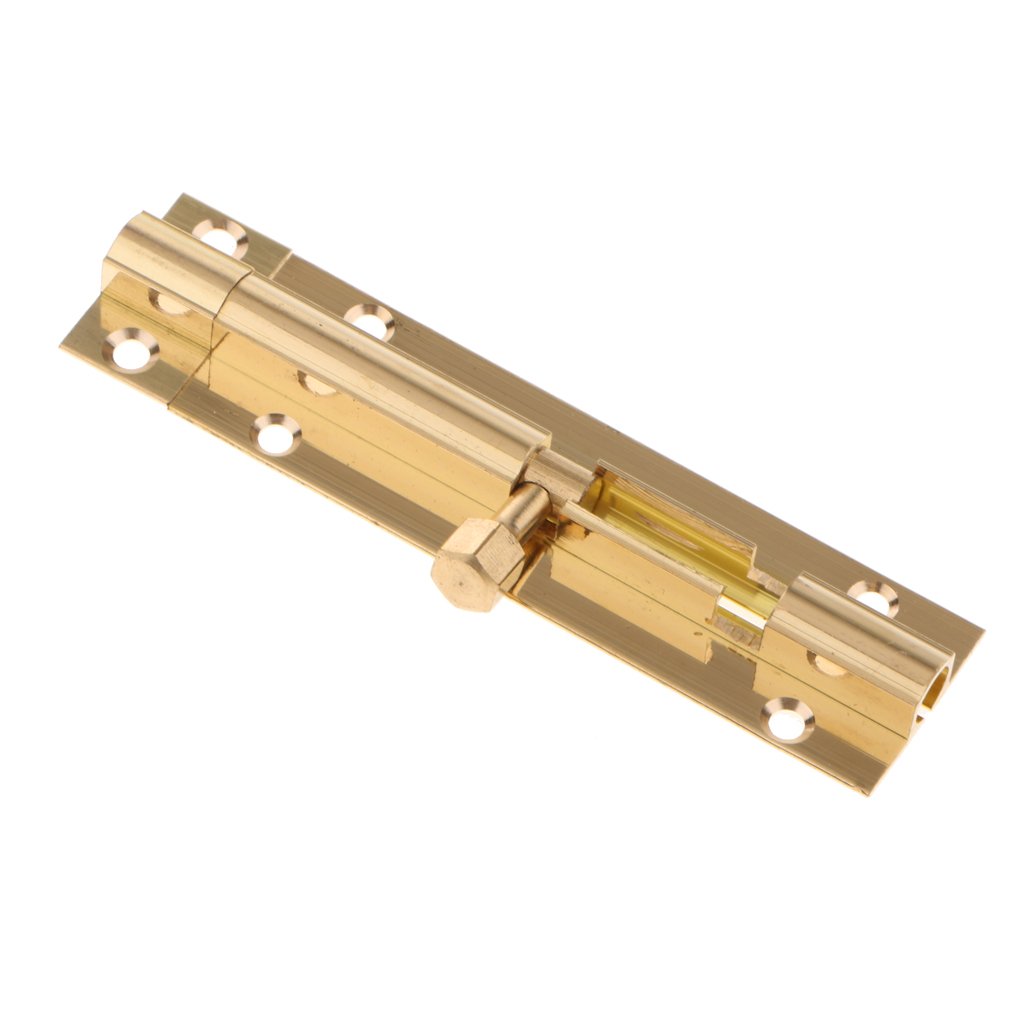 NVSFZGIYG Slide Bolt Door Lock Hasp,Gate,Solid Brass Sliding Latch Barrel Cupboard Window Security,Gold - #4 4inch Button(#4 4inch)