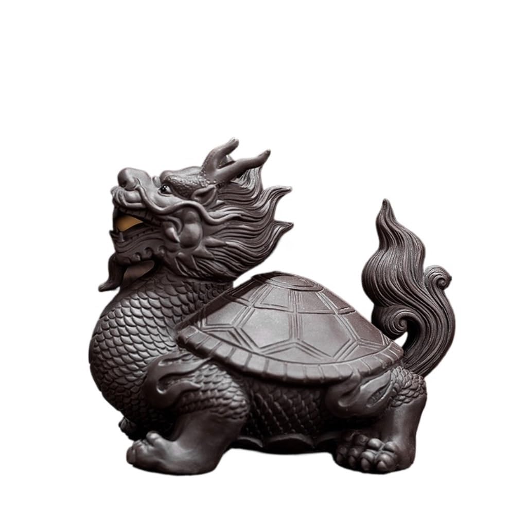 CLARISSABEL Tea Pets Purple Sand Fortune Dragon Turtle Tea Pet Home Zen Ornaments Kung Fu Tea Set Accessories Suitable for Home Office Living Room Tea Set Accessories(A)