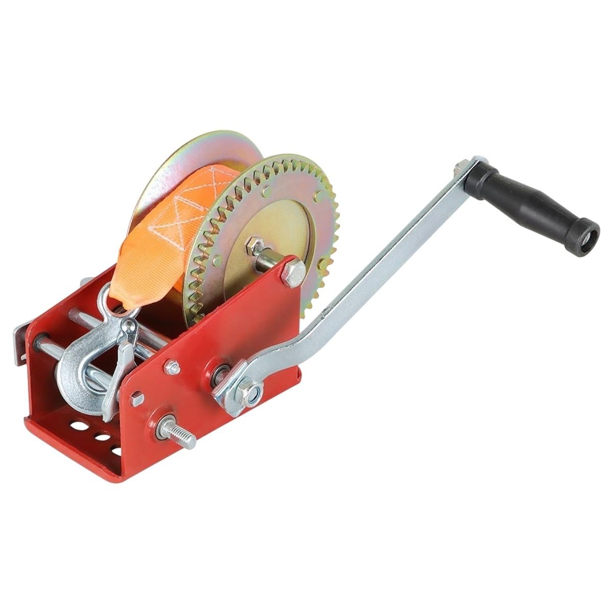 3500 LBS Dual Speed Hand Winch Hand Crank Red Strap ATV Trailer Boat