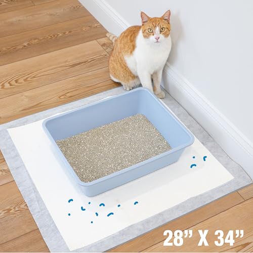 Image of Four Paws Wee-Wee Cat Pee Pads, Disposable Litter Box Mats, Advanced Odor Control, Fast Absorption Box Pee Pads for Litter Tracking, 28 inch x 30 inch, Fresh Scent, 10 Count