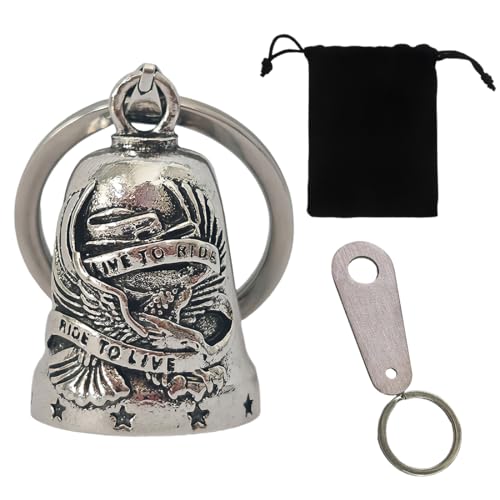 Campanella guardian bell Portafortuna Moto Cuore Alato Protezione Motociclista Biker Triker, Amuleto Fornito in Custodia Regalo in Velluto,Stile aquila volante