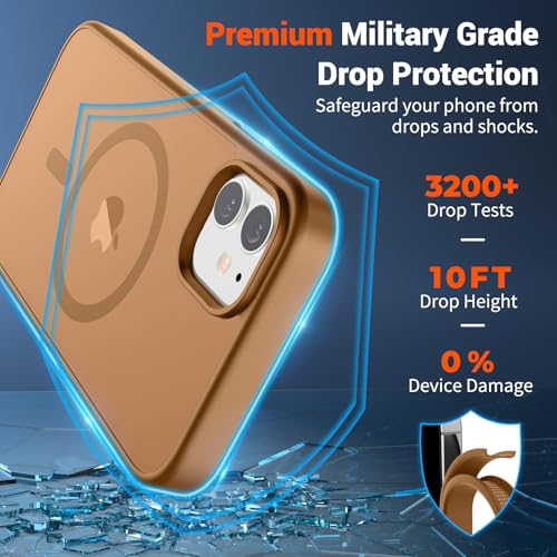 Image of SUPFINE Magnetic for iPhone 12 Mini Case & iPhone 13 Mini Case (Compatible with MagSafe) (Military Grade Drop Protection) Slim Translucent Matte Shockproof Phone Cover,Brown