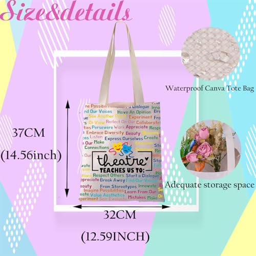JYTAPP Drama Theater Gift Theatre Life Gift Theatre Teaches Us Canvas Tote Bag Musical Lover Gift Theatre Actor Actress Gift2