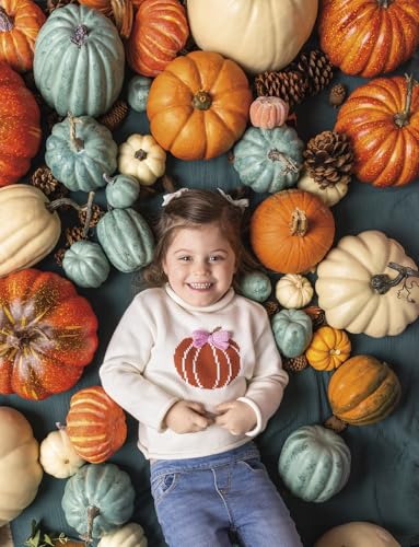 Mud Pie Girls Kids Bow Pumpkin Rollneck Sweater, Large-4T-5T, Pink2