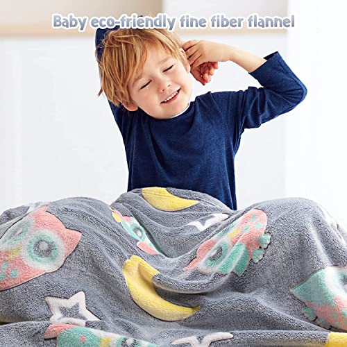 Image of Happy Hues Glow in The Dark Blanket Unicorn-70 x 60 inch / 180 cm x 152cm -Bedroom Decor- Kids-Teens Boys & Girls Travel Lightweight -Throw Blankets Soft Cozy Fluffy (Grey, Throw)