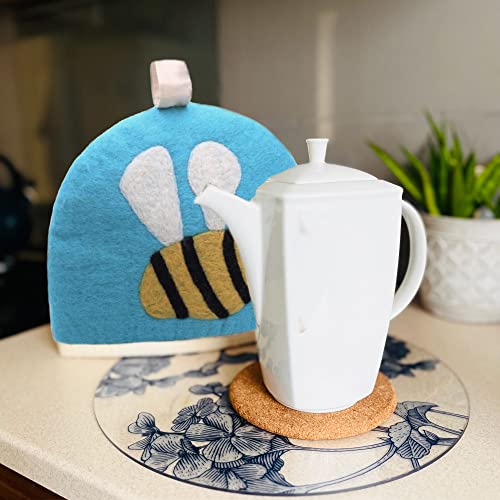 Image of Glaciart One Wool Teapot Cozy Kettle Cover | Dome Shaped Large Tea Cosy, Kettle or French Press | Handmade & Needle Felted from Natural Wool | Warms Up to 2 Hours | Great as Gift