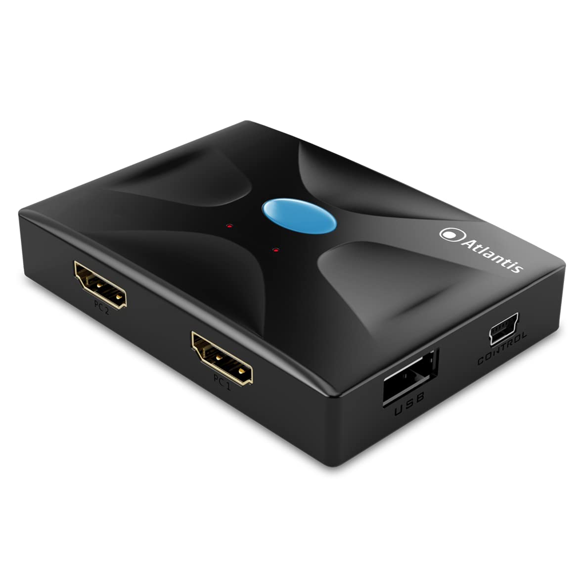 Atlantis KVM HDMI Switch USB Deviateur KVM HDMI (Tastier, Souris, VGA) à 2 Ports Entrée/Sortie HDMI Prise en Charge de la Souris et du Clavier USB Interrupteur pour Changement de contrôle 3840 x