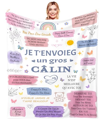 Cadeau Meilleure Amie, Cadeau Anniversaire pour Femme, Personnalisé Plaid Flanelle Couverture Remplie de Bénédictions pour Amie Noel Maman Amie Soeur Fille...