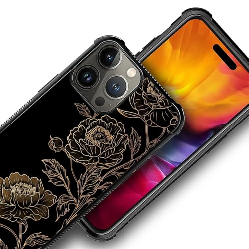 FKBRCL4U for iPhone 16 Pro Max Case, Gold Blooming Flower Dark Pattern Graphic Design Girl Boy Soft Silicone Hard Acrylic Shock Protection for iPhone 16 Pro Max - image 2