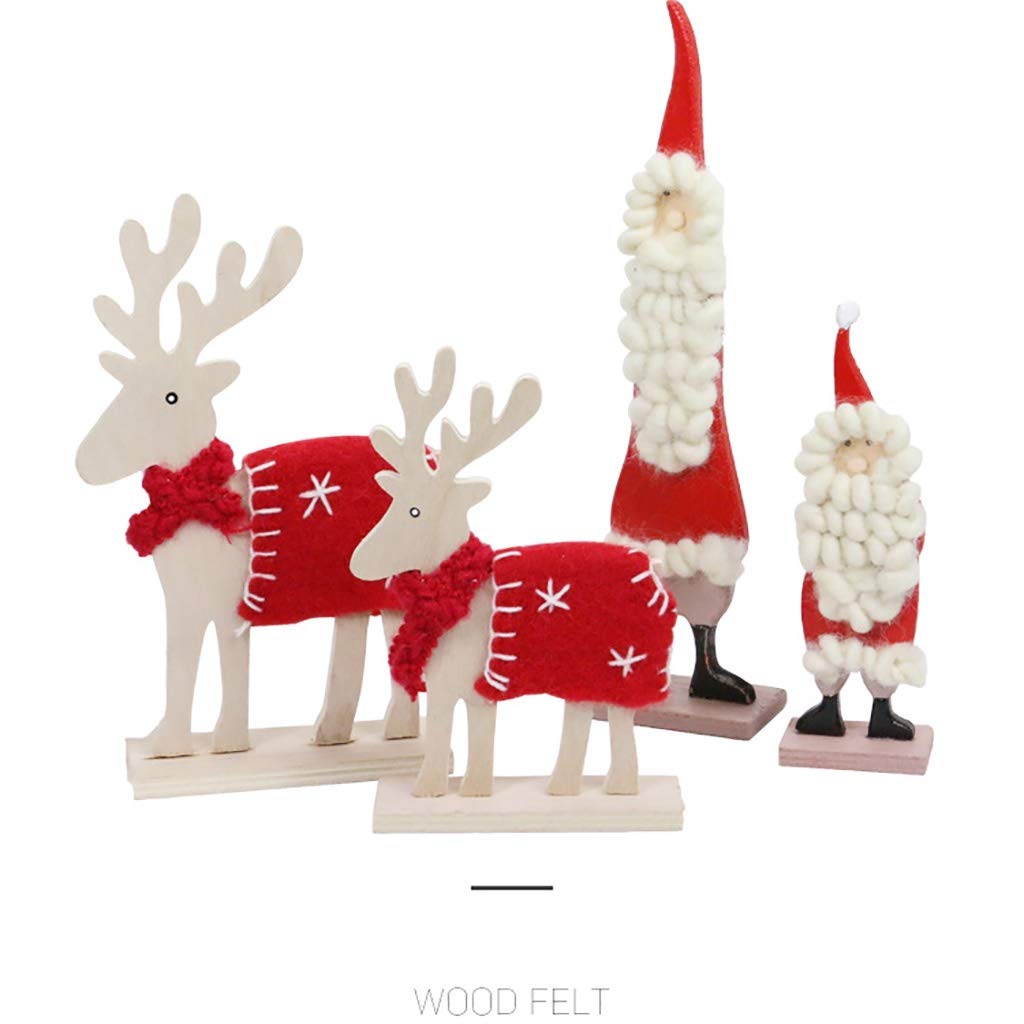 ADITAM Decorazione per Il Giorno di Natale Decorazione per Desktop in Feltro di Legno Decorazione per alci di Babbo Natale Double The Comfort