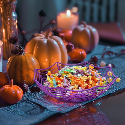 Image of JOYIN 5 Pcs Halloween Candy Bowl Spider Web Trick or Treat Dish Decorations Indoor, Plastic Bowl Party Favors Supplies for Table Desk Haunted House Basket Decor