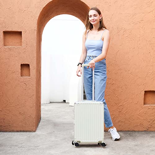 Anyzip Carry On Luggage - Aluminium Frame, Pc Abs Hard Shell, Suitcases With Wheels, Tsa Lock, No Zipper - 20In White #TOP1