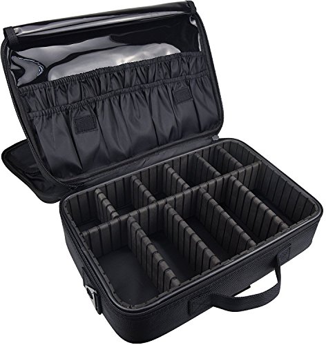 DCCN Train Malette de Maquillage Professionnel Beauty Case 3 Couche, Coffret Sac Trousse Cosmétique Organiseur pour Pinceaux de Maquillage Vernis à Ongles 34.5cmX24cmX11cm