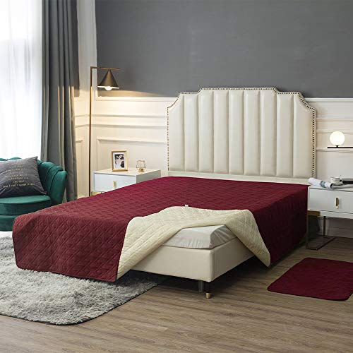 Rbsc Home Waterproof Blanket Dog Bed Cover Non Slip Large Sofa Cover Reusable Incontinence Bed Underpads For Pets Dog Cat (86" Burgundy) #TOP7