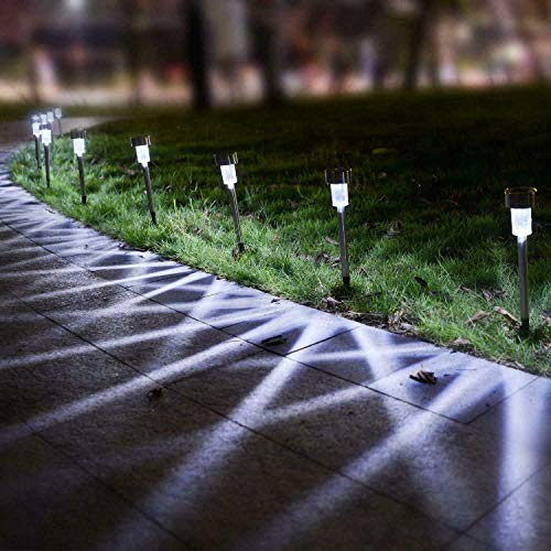 Sunnest Solar Powered Pathway Lights, Solar Garden Lights Outdoor, Stainless Steel Landscape Lighting for Lawn/Patio/Yard/Walkway/Driveway (12 Pack) - Thumbnail 2