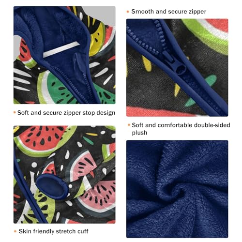 Boys Girls Fleece Jacket Cute Watermelon Graffiti Kids Warm Hooded Outwear Coat3