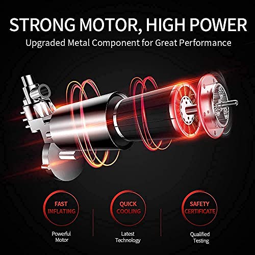 VacLife Air Compressor Tire Inflator, DC 12V Air Pump for Car Tires, Bicycles and Other Inflatables, Auto Portable Air Compressor with LED Light & 11.5 Feet Long Power Cord, Red (VL711)