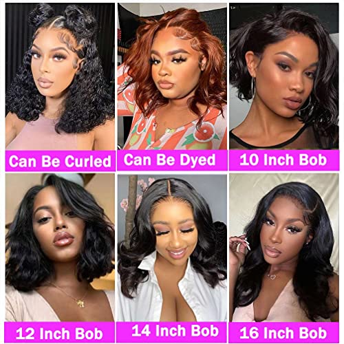 Image of Srakuw 13x4 Bob Wig Human Hair Lace Front Wigs for Black Women Pre Plucked 180 Density Glueless Wigs Human Hair Loose Body Wave Brazilian Unprocessed Virgin Human Hair Wig (12 Inch)