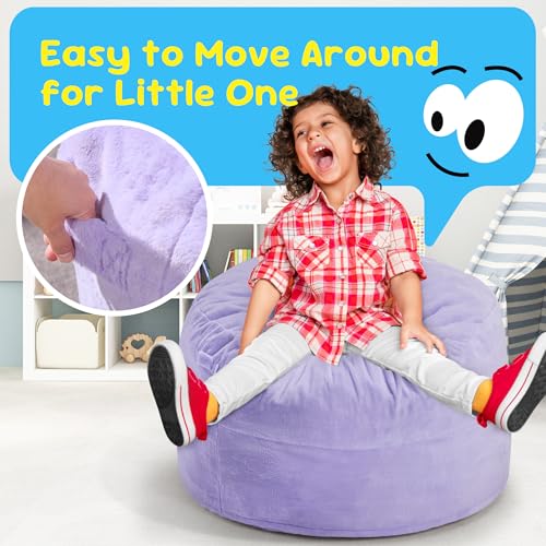 Image of Hobestluk Kids Bean Bag Chair 2.5FT Small Seat with Plush Cover, Purple