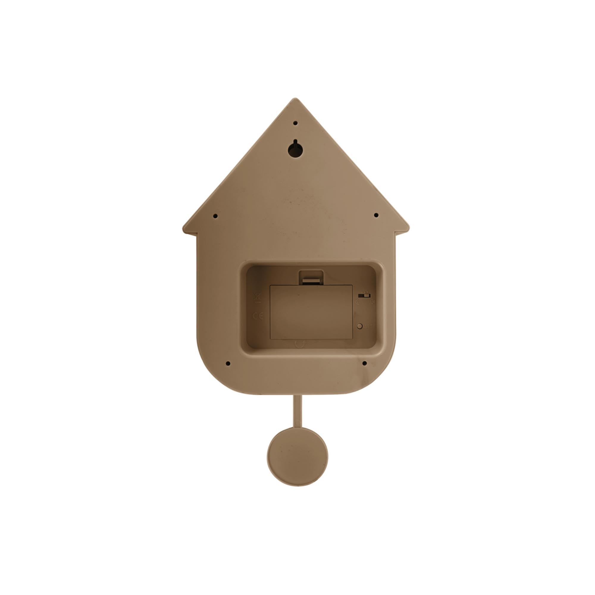 Karlsson Horloge murale moderne à coucou Oro marron moka – avec détails dorés, fonction coucou horaire et pendule – Fonctionne avec piles