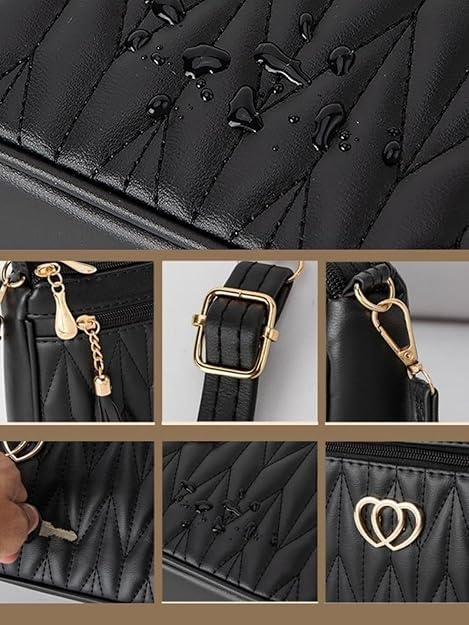 Image of Black Sling Bags for Women with with a Chic Tassel Charm