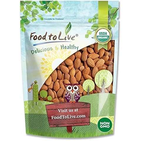 Food to Live Organic California Almonds, 5 Pounds – Non-GMO, Whole, Unsalted, Unroasted, Keto, Vegan Nuts in Bulk. Rich in Vitamin E. Snack. Great for Almond Milk and Butter, Desserts and Trail Mixes Cover