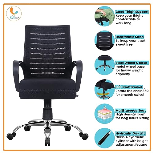 Image of Boom Steel Base Ergonomic Executive Home /Office revolving Chair(Black)