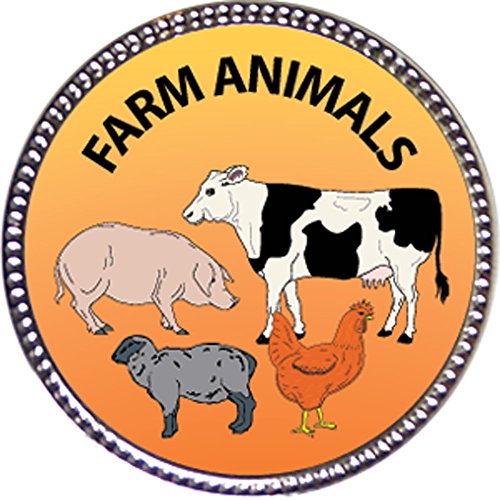 Keepsake Awards Farm Animals Award, 1 inch Dia Silver Pin Farm Animals Collection