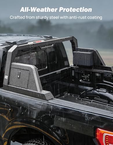 Image of JOYTUTUS Roll Bar for Full Size Truck with Waterproof Storage Lock Boxes, Adjustable Width Pickup Chase Rack Sports Bar Compatible with F150, F250, F350, Silverado, Sierra, Ram 1500 2500 3500, Tundra
