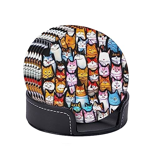 Dessous-de-verre chat lot de 6 en polyuréthane antidérapant pour table - 7