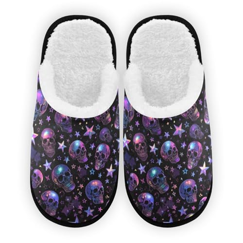 Skull Star Purple Slippers For Women Men Soft Memory Foam Non-Slip Hallowmas Winter Indoor House Shoes Travel Slipper