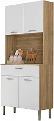 Armário de Cozinha Completa Compacta 4 Portas 1 Gaveta Cris Freijó/Branco Kit's Paraná