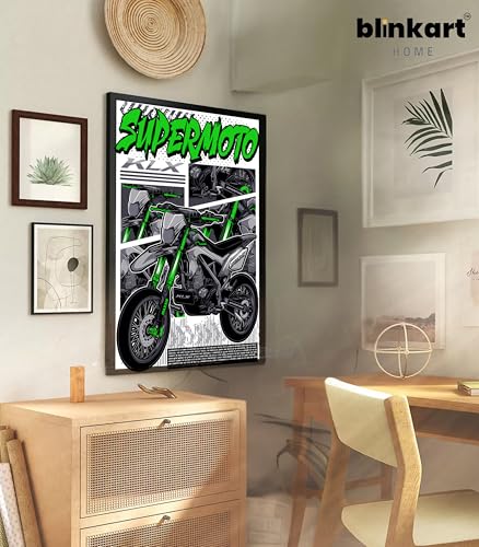 Image of BLINKART Kawasaki KLX CarFramed Posters Gift Items Boys Room Wall Decoration Bedroom Office Studio Synthetic Wood Frame & Acrylic Glass Ready to Hang - 18x12 Inch, (A4 Size) - CAR-141