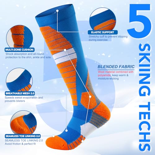 Thermal Ski Socks – Moisture-Wicking, Cushioned, Warm Winter Socks for Skiing & Snowboarding, Cold Weather Socks3