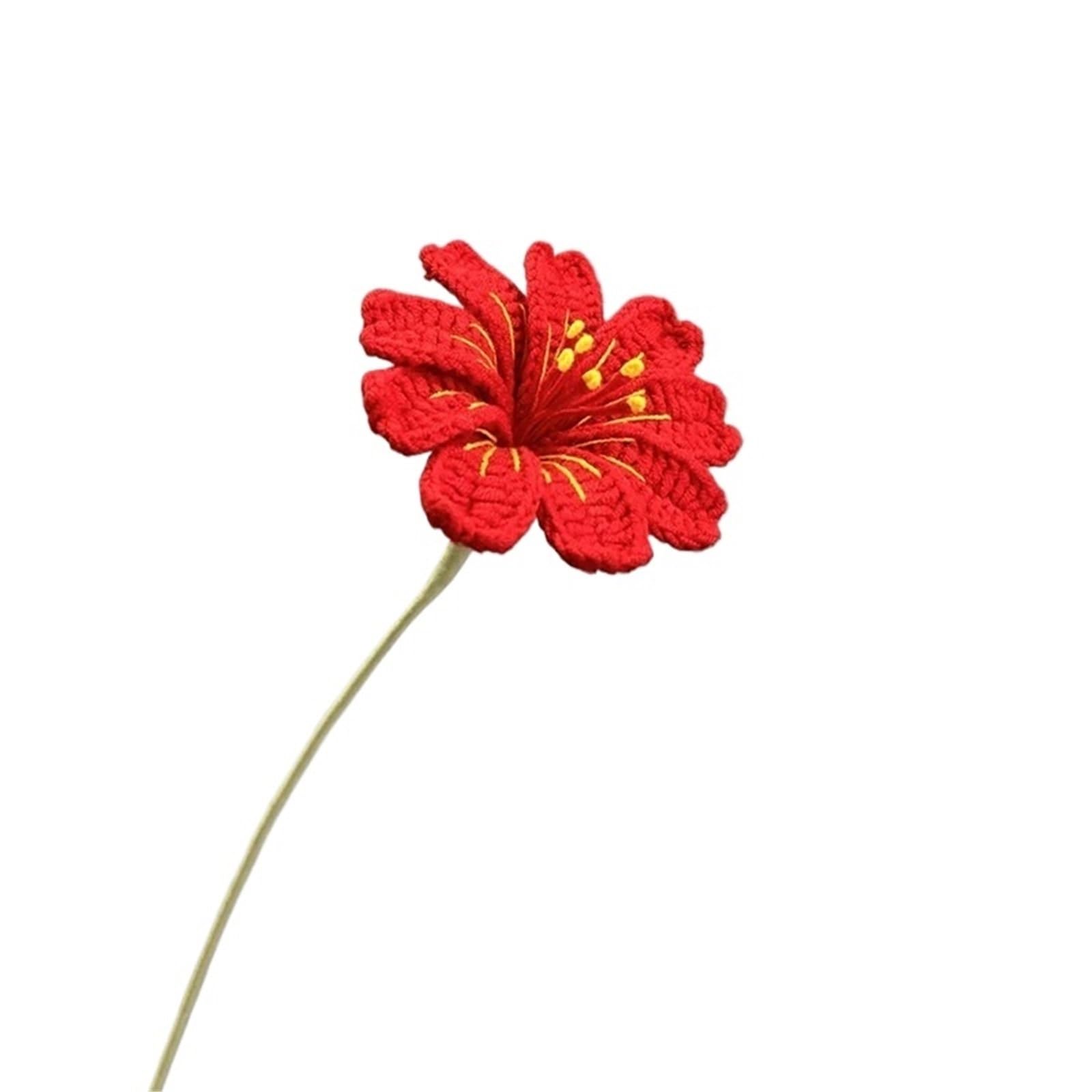 ENWWCH 6pcs Crochet Flowers Homemade Knitted Simulation Flower Finished Home Floral Wedding For Home(Color1)