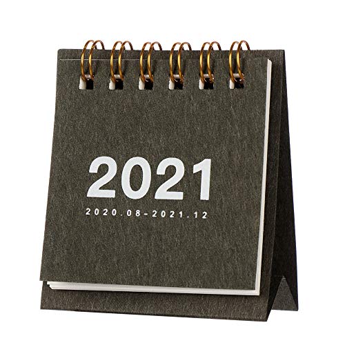 2021 Mini Escritorio Calendario Agenda Organizador Color S�lido Planificador de Papel Kraft Libro Papeler�a Decoraciones de Escritorio Escuela Suministros de Oficina (negro)