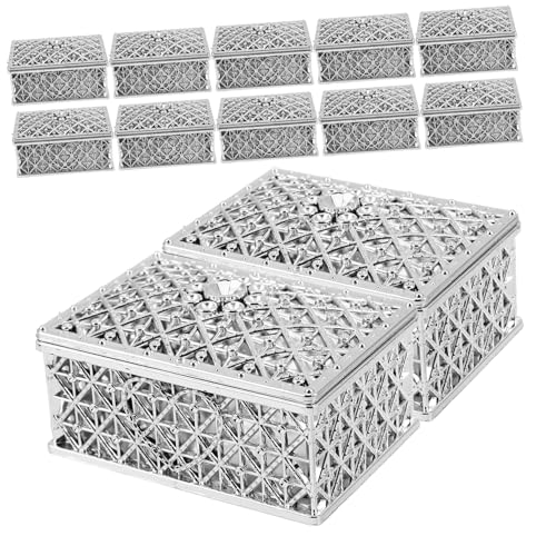 OFFIGAM 12個 小型トレジャーボックス 長方形ジュエリー収納ケース キャンディー 保存用 蓋付き おしゃれな電鍍プラスチック製 女子向け多目