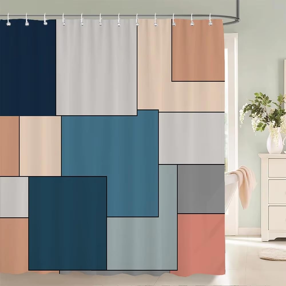 KELAIMI Abstract Geometric Shower Curtains,Modern Luxury Bathroom Curtains,Simple Aesthetic Washable Quick-Dry Bathtub Curtains Style 9 180X210Cm