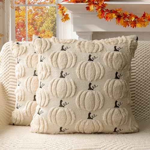 4TH Emotion Fall Pumpkin Decorative Pillow Covers 18x18 Set of 2,...